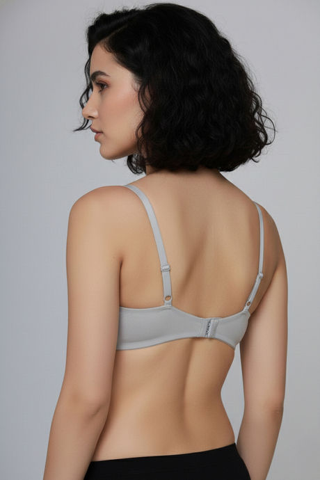 Zivame Padded Non Wired Medium Coverage Tshirt Bra - Grey Melange — image 2